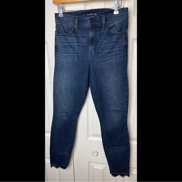 Anthro LEVEL 99 Tanya High Rise Ultra Skinny Denim Jeans In Elegant Lace Trim - Picture 2 of 13